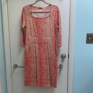 J. McLaughlin Red-Orange and Cream Animal Print Dress